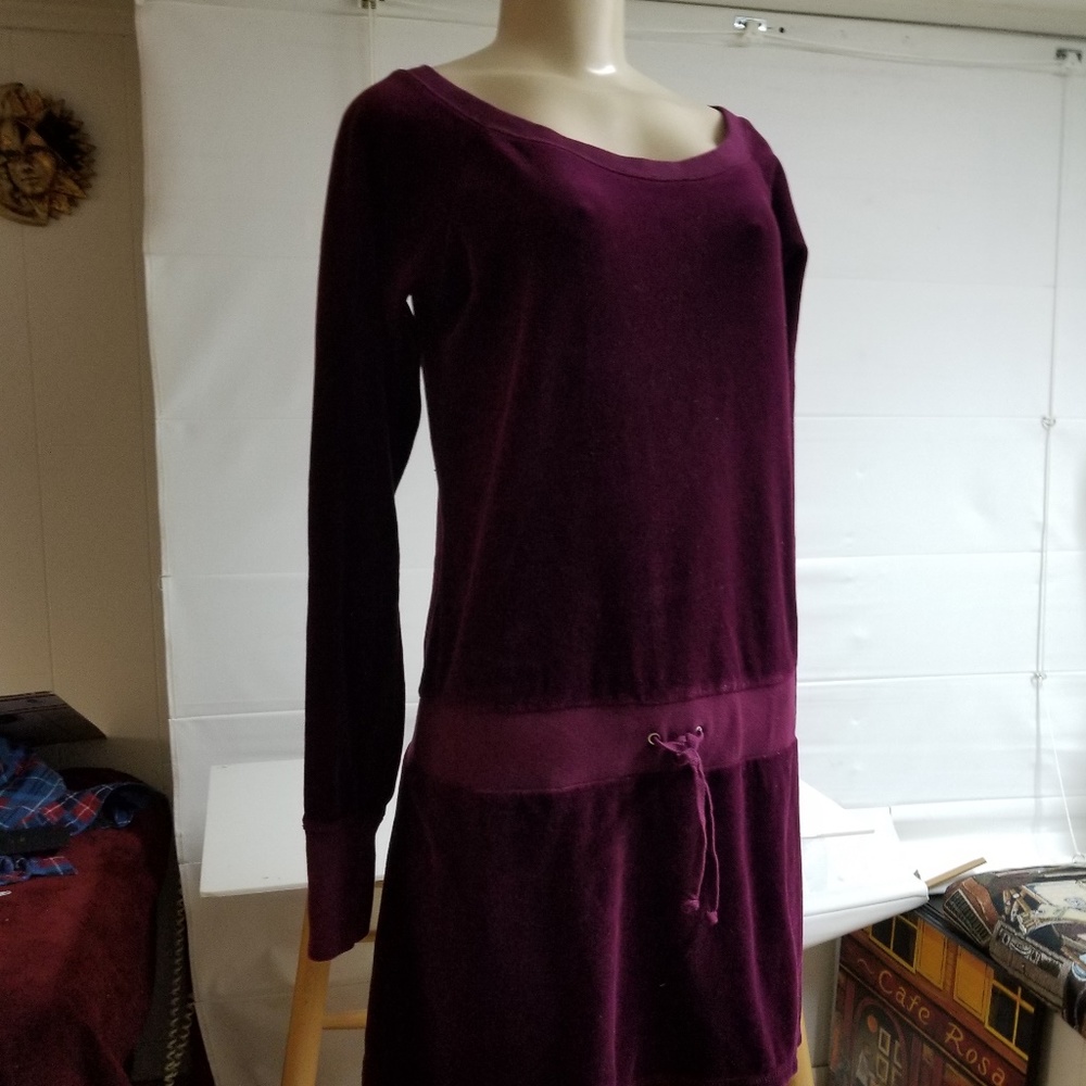 JUICY Cotton Velvet Boatneck Purple Tunic New